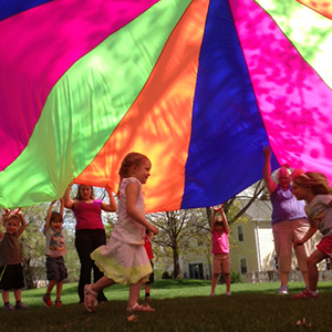 Edina Morningside preschool parachute play