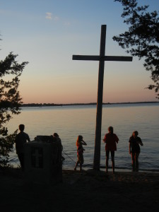 Pilgrim Point cross at dusk